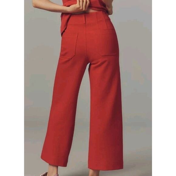 The Colette Knit Crop Wide-Leg Pants by Maeve Sz 31 Petite True Red New - Picture 3 of 5